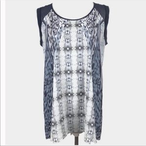 CAbi print sleeveless blouse